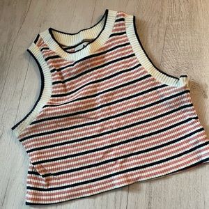 UNIF pink and white stripe crop top